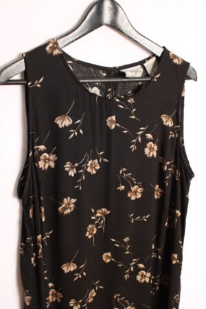 Vestido Largo Negro Vintage Flores "2XL"