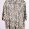 Camisa Print Étnico Vintage Azul y Caqui "2XL"