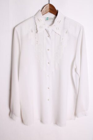 Blusa Blanca Vintage Bordados "L"