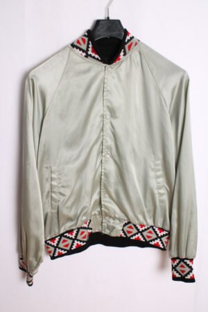 Bomber Gris Satinada Vintage Puños Étnicos "L"