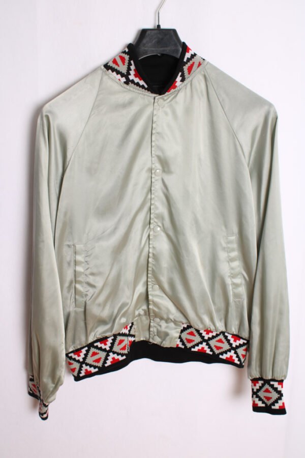 Bomber Gris Satinada Vintage Puños Étnicos "L"