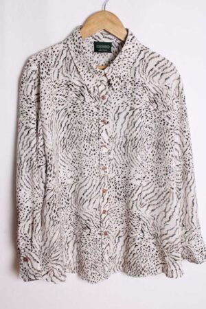 Camisa Blanca Vintage Estampado Animal "L"