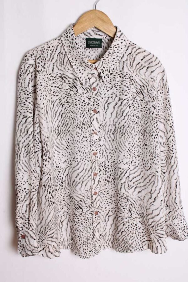 Camisa Blanca Vintage Estampado Animal "L"
