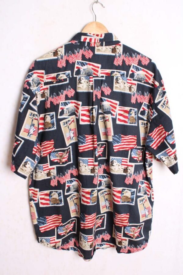 Camisa Vintage Estampada con Banderas USA "2XL"