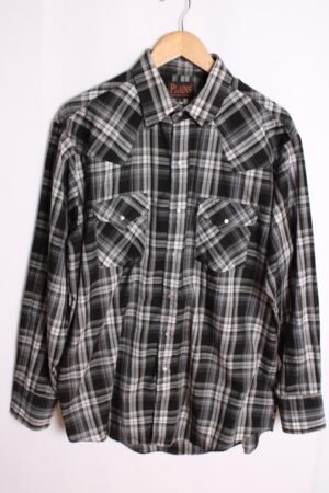 Camisa Western Vintage Cuadros Negros "L"