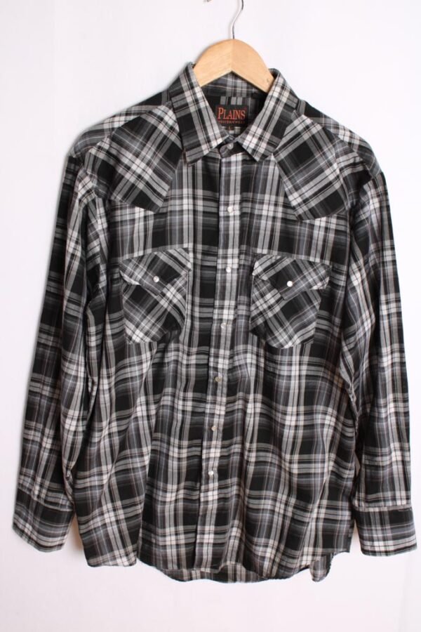 Camisa Western Vintage Cuadros Negros "L"