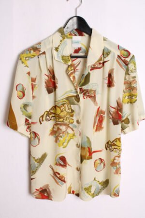 Blusa Vintage Crema Estampado Crazy "L"