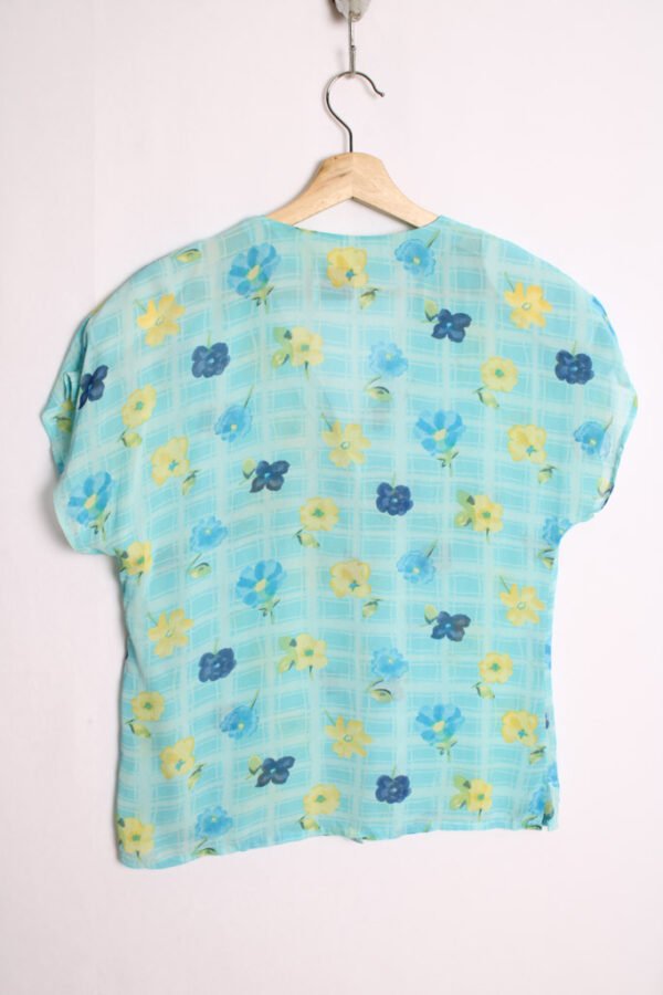 Blusa Gasa Vintage Cuadros y Flores Krügel "S"