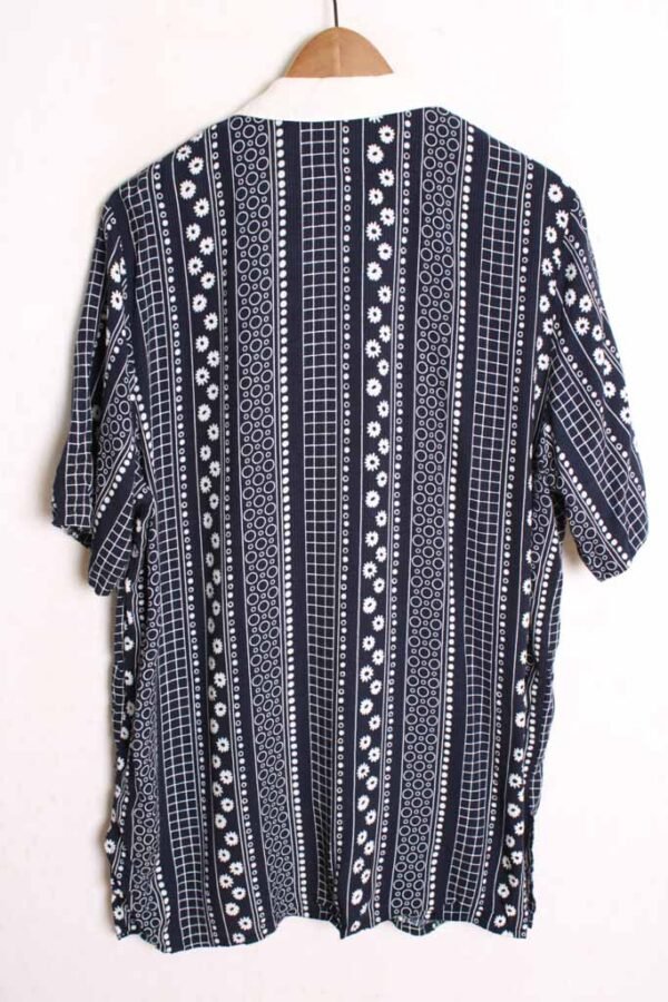 Camisa Efecto Doble Vintage Azul con Flores "L"