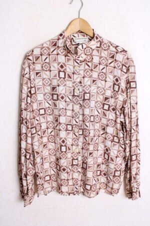 Camisa Print Geométrico Vintage Tonos Marrones "XL"