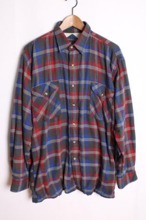 Sobrecamisa Franela Vintage Cuadros Grises "L"