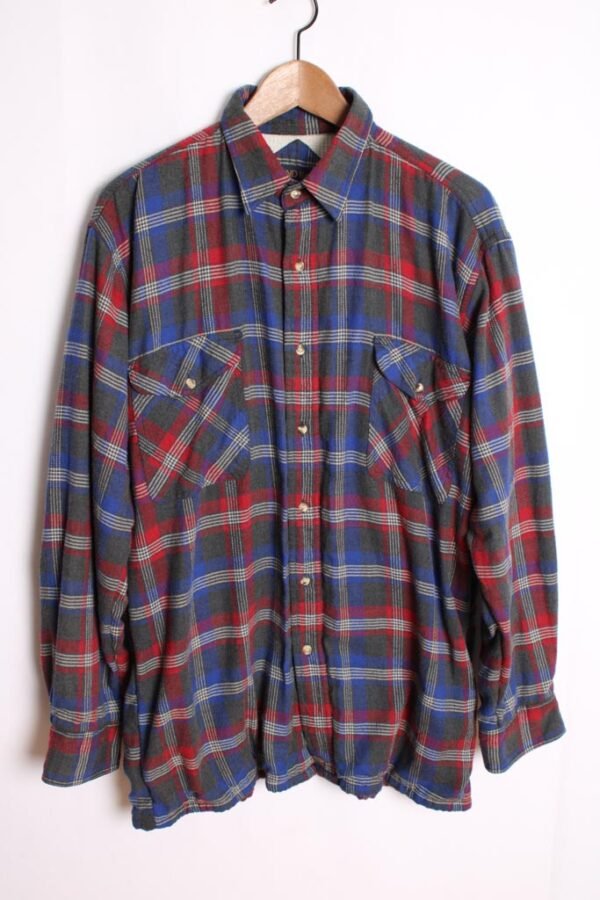 Sobrecamisa Franela Vintage Cuadros Grises "L"