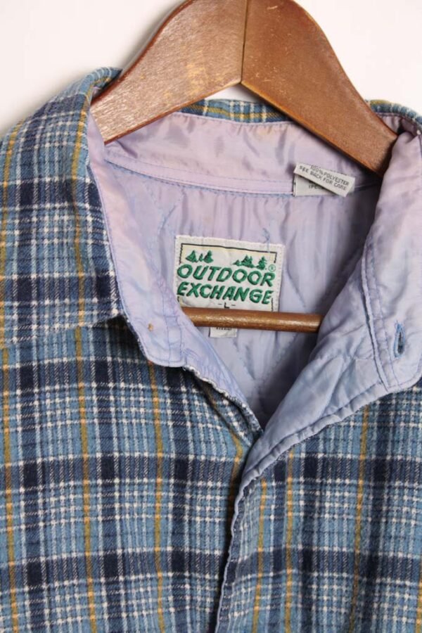 Sobrecamisa Franela Vintage Cuadros Azules "L"