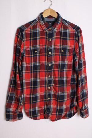 Camisa Vintage Cuadros Rojo y Azul "XS"