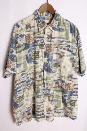 Camisa Vintage Crazy Style Azul y Verde "2XL"