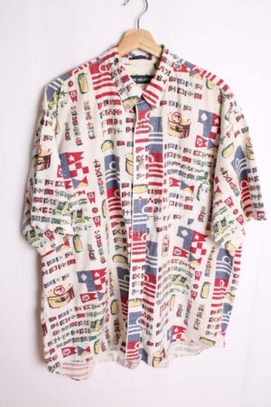 Camisa Vintage Blanca con Banderas "2XL"