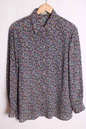 Camisa Vintage Estampado Flores Seda "L"