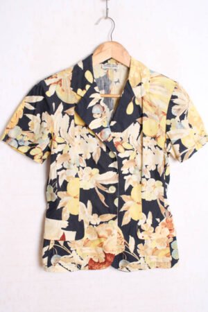 Blusa Vintage Tipo Blazer Print de Flores "S"
