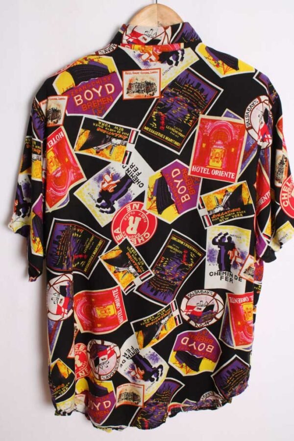 camisa print sport vintage usa-38 Camisa Vintage Negra Posavasos y Postales "L"