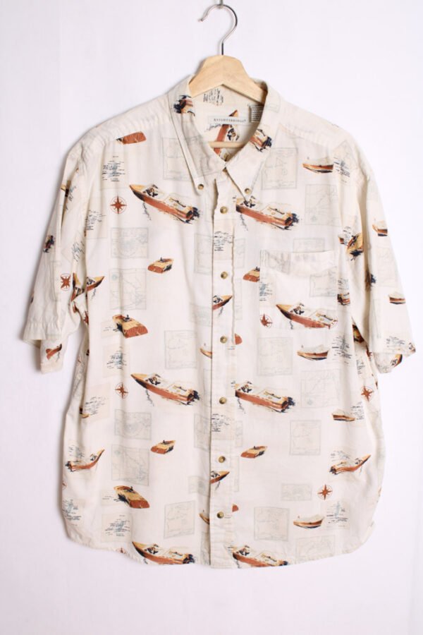 Camisa Print Náutico Vintage Blanca con Lanchas "L"
