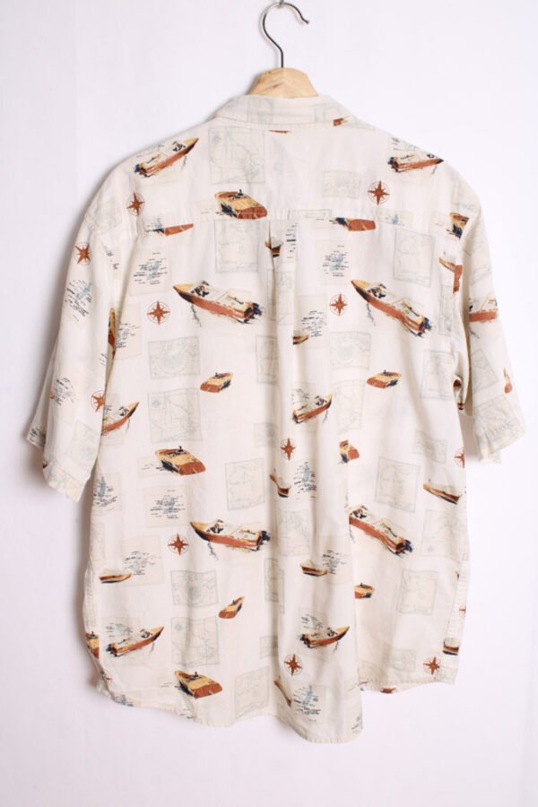 Camisa Print Náutico Vintage Blanca con Lanchas "L"