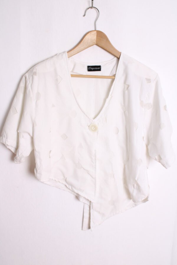 Blusa Blanca Asimétrica Vintage con Lino "L"