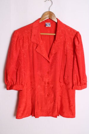 camisa-vintage-80s-mujer-67.jpg Camisa Roja Plisada Satinada Vintage "L"