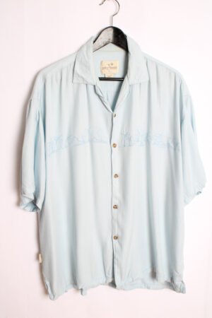 Camisa Azul Pastel Vintage Bordados "2XL"