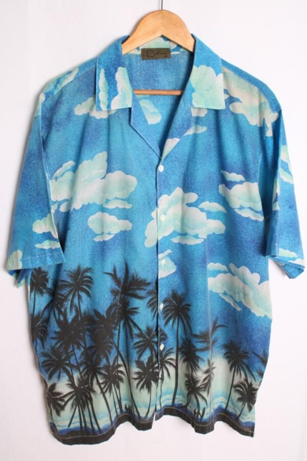 Camisa Vintage Hawaiana Nubes Azul "XL"