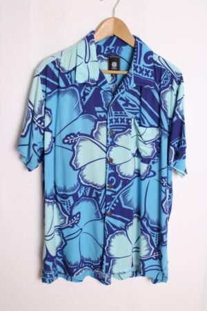 camisa-vintage-estampado-chico_-99.jpg Camisa Hawaiana Vintage Flores Azul Turquesa "L"