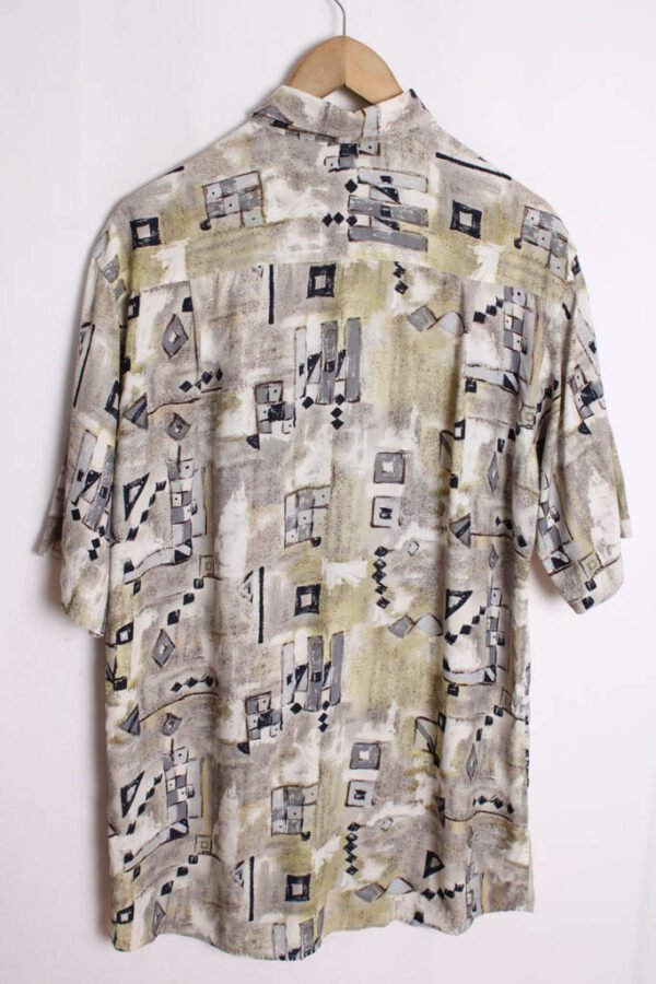Camisa Print Étnico Vintage Verde y Gris "M"
