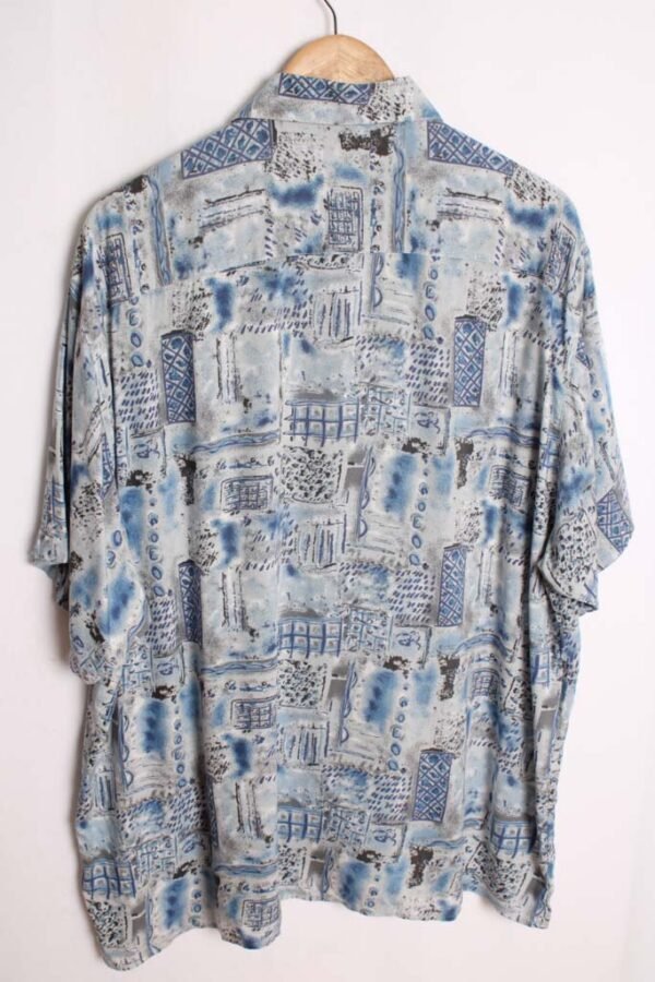 Camisa Print 90s Vintage Azul y Gris "2XL"