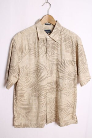 Camisa Estampada Hawaiano Vintage Color Caqui  "L"