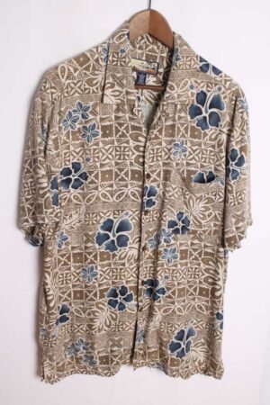 Camisa Hawaiana Vintage Marrón Caqui  "L"