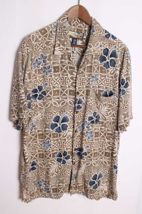 Camisa Hawaiana Vintage Marrón Caqui  "L"