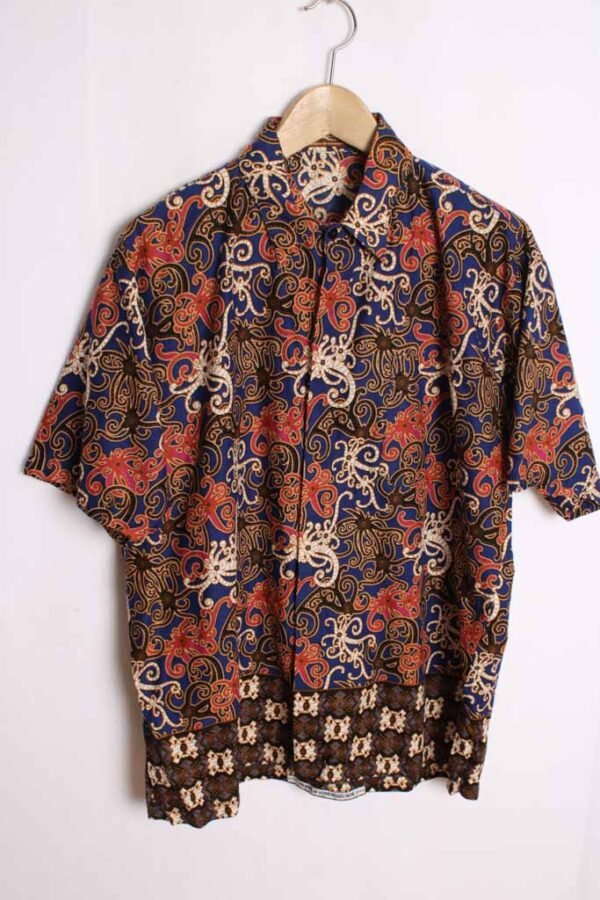 Camisa Estampado Indonesio Vintage Azul "M"
