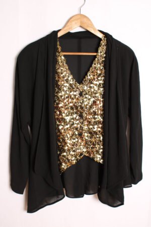 Blusa Efecto Chaleco Lentejuelas Vintage "L/XL"