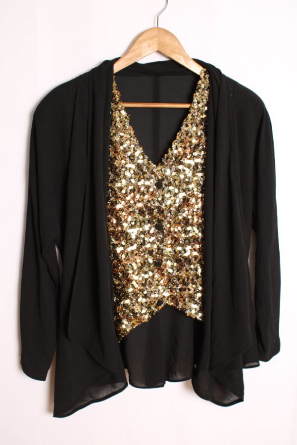 Blusa Efecto Chaleco Lentejuelas Vintage "L/XL"
