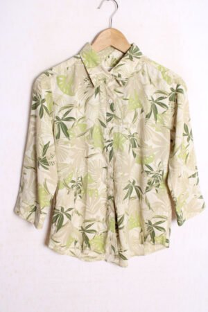 Camisa Vintage de Manga Francesa con Estampado Hawaiano "M"