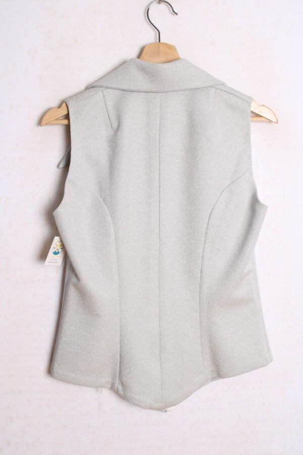 camisa-vintage-mujer-60.jpg Top Vintage Brillos Plateado con Cuello Pico "S"