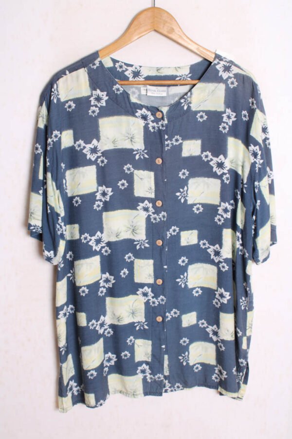 Blusón Vintage Marino con Flores "2XL"
