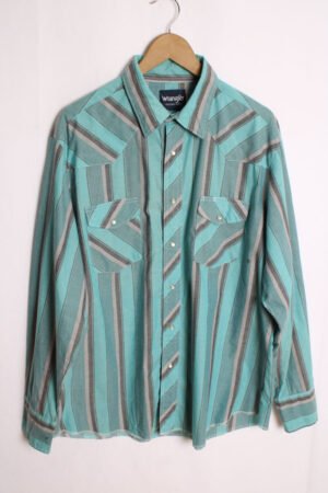 Camisa Wrangler Vintage Turquesa a Rayas "XL"
