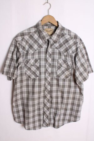Camisa Vintage Wrangler Gris y Blanco "XL"