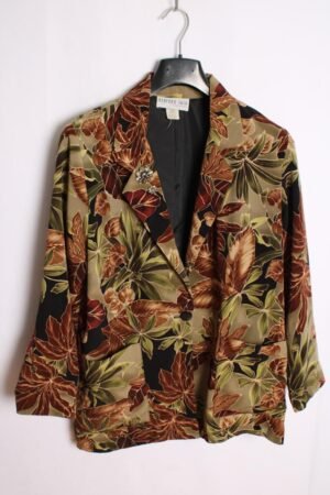 Blazer Vintage Negra con Hojas "L"