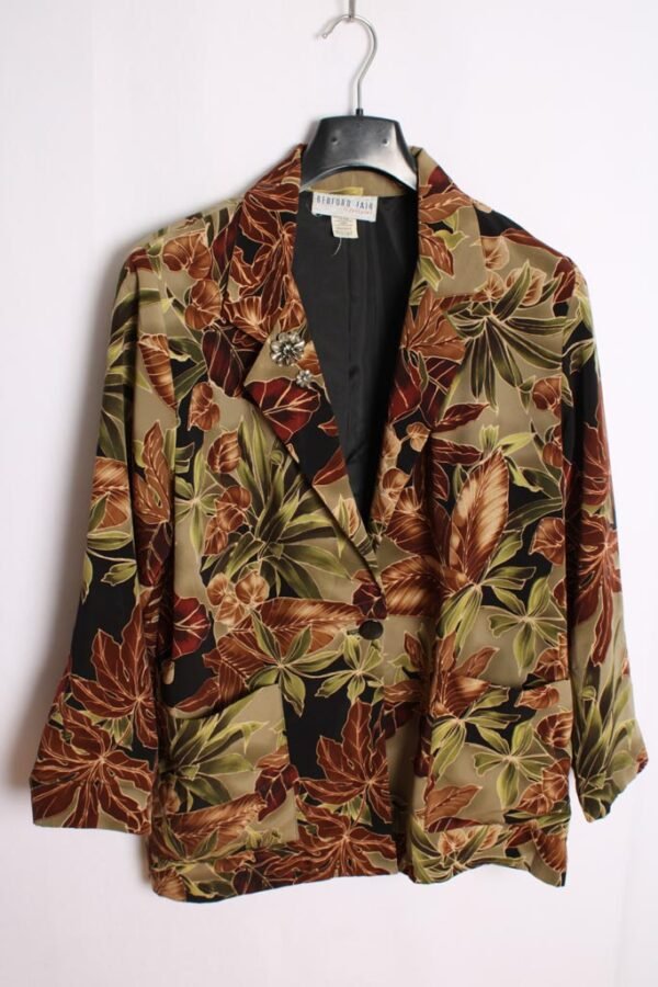 Blazer Vintage Negra con Hojas "L"