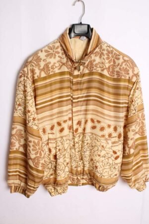 Bomber Vintage Seda Hojas Beige "XL/2XL"