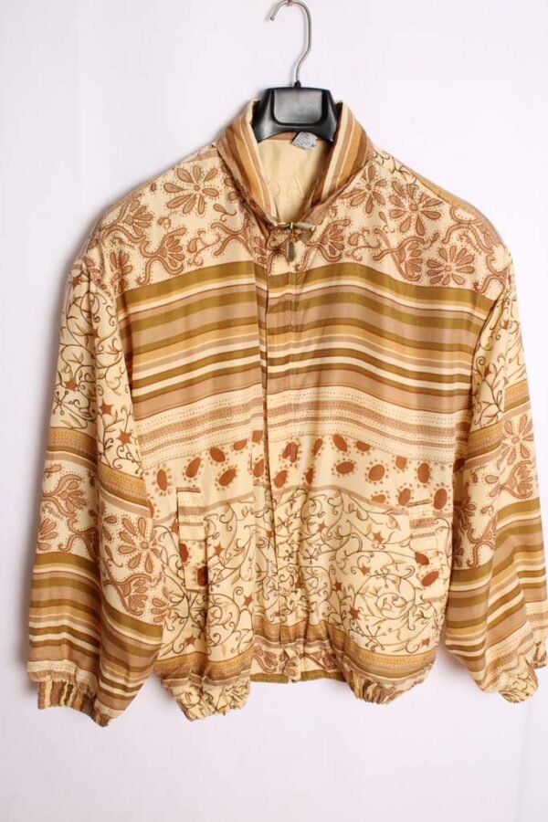 Bomber Vintage Seda Hojas Beige "XL/2XL"