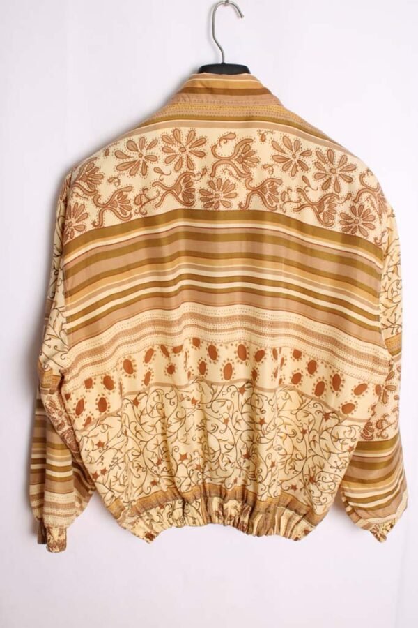 Bomber Vintage Seda Hojas Beige "XL/2XL"