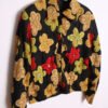 crazy print jacket vintage mujer Chaqueta Negra Vintage Flores y Lentejuelas "L/XL"