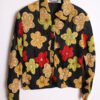 crazy print jacket vintage mujer-30 Chaqueta Negra Vintage Flores y Lentejuelas "L/XL"